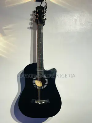 39-Inch Midnight Black Acoustic Cutaway Guitar With Strap