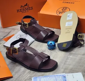 Hermes Leather Gladiator Sandals in Brown and Blue Size 40-46