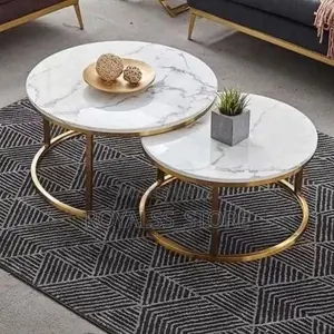 2-in-1 Luxury Marble Coffee Table Set