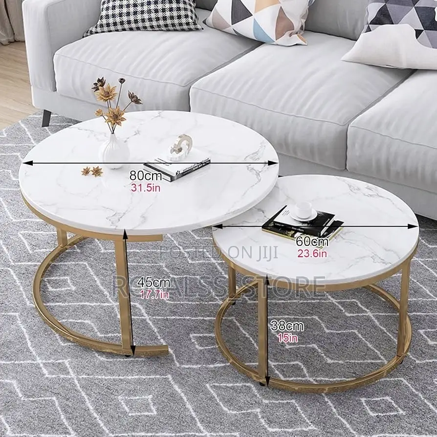 2-in-1 Luxury Marble Coffee Table Set