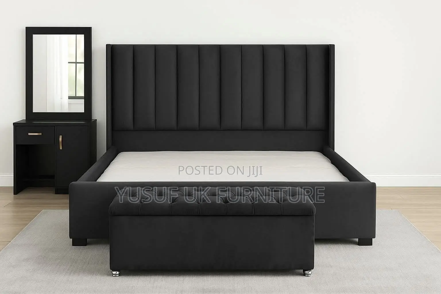 Bed Frame With Ottoman and Mirror