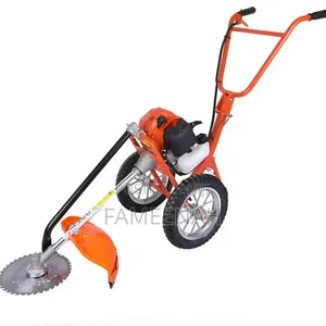 Gasoline Wheeled Brush Cutter/Hand Push Weed Trimmer/Grass Clearer