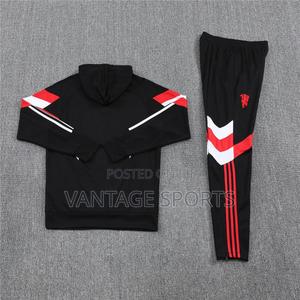 Manchester United Hoodie Sweatshirt + Pants Training Suit Black - POD