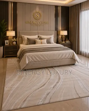 7x10fts Beige and Cream Turkish Center Rug.