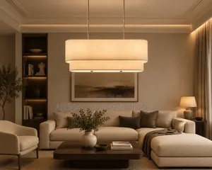 Aleena Modern Farmhouse Linear Pendant Rectangular Light Fabric