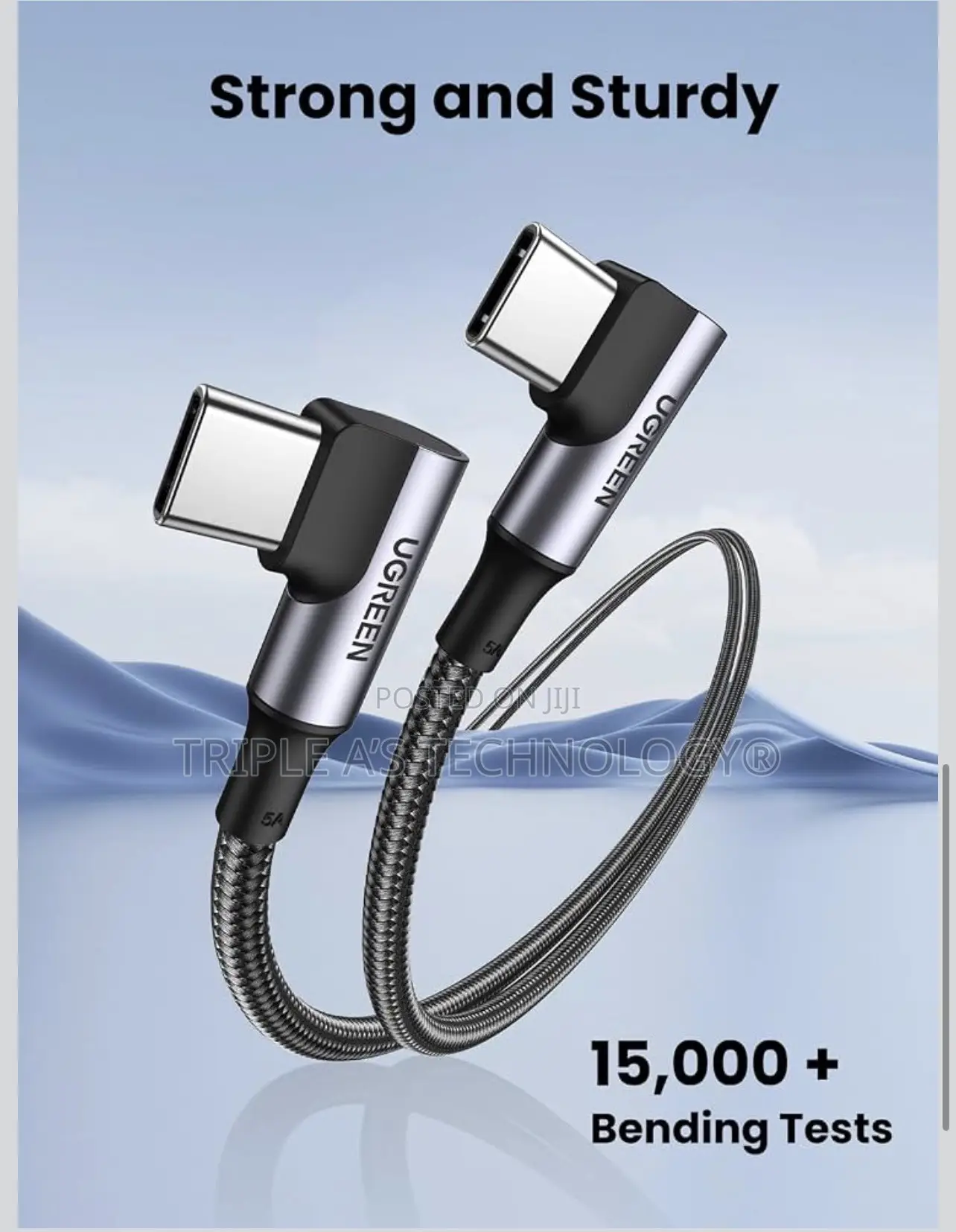 UGREEN 100W Right Angle USB C Cable, 90° Ends Fast Charging, 6.6ft