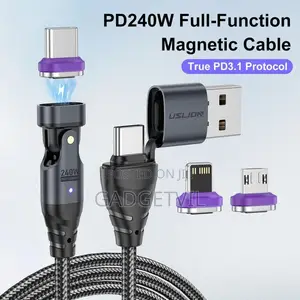 Uslion 240W Super Fast Charging Elbow Magnetic Suction 5A Data Cable