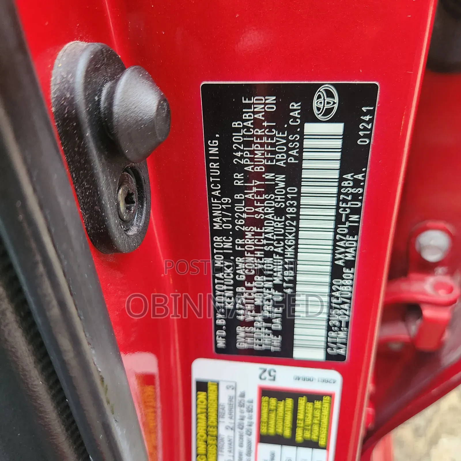 Toyota Camry 2019 Red