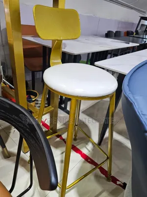 Luxury Gold Bar Stool – White Padded Seat