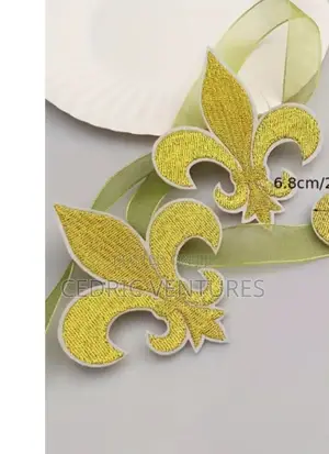 Crown and Fleur-De-Lis Emblem Shield Embroidered Patches - 2pcs