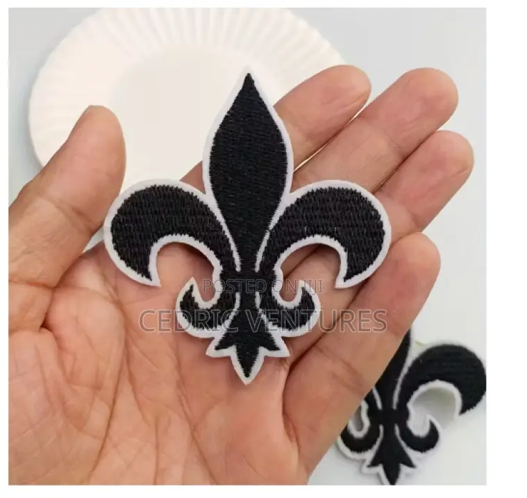 Crown and Fleur-De-Lis Emblem Shield Embroidered Patches - 2pcs
