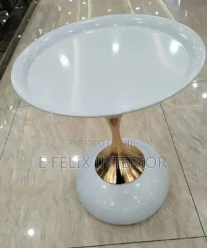 Cream and Gold Color Side Stool
