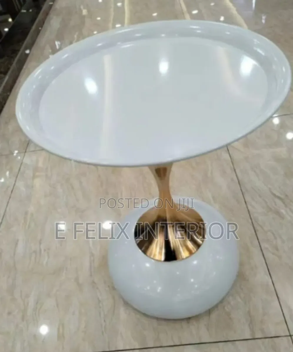 Cream and Gold Color Side Stool