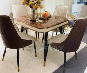 Brown 4 Seater Marble Dinning Set