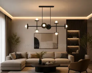 Modern Glass Ball Led Ceiling Chandelier Black Gold for Bedroom