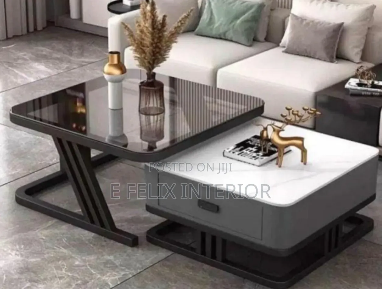 Glass Plus Marble Top Center Table