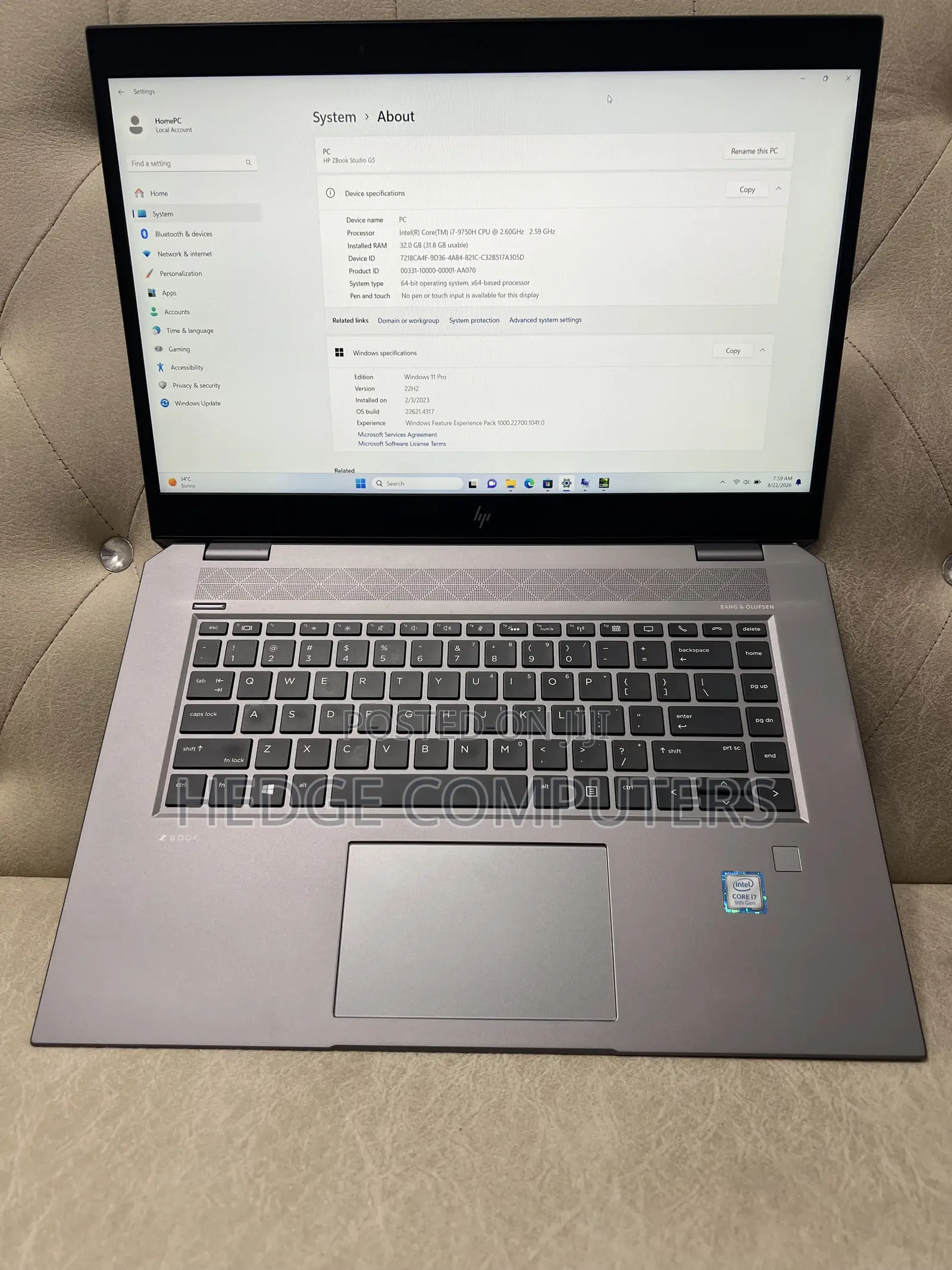 Laptop HP ZBook Studio G5 32GB Intel Core i7 SSD 512GB