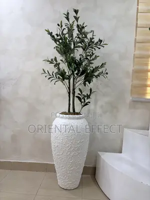 Textured White Small Nyx Pot With 150cm Artificial Twisted Olive Tree