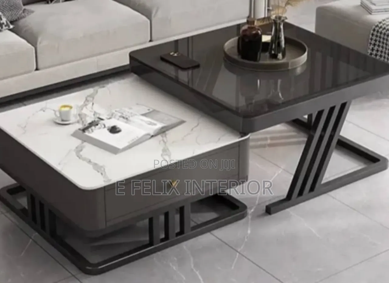 Glass Plus Marble Top Center Table