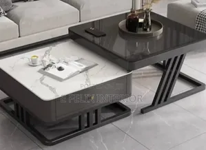 Glass Plus Marble Top Center Table