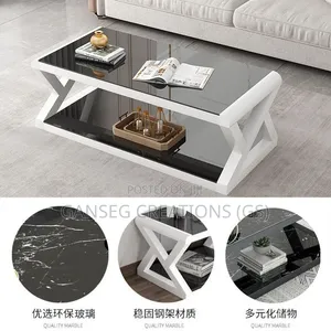 Modern Z-Shaped Tempered Glass TV Stand Centre Table Set