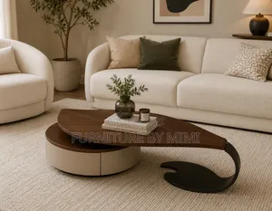Luxury Modern Leaf-Shaped Coffee Table With Hidden Storage Drawer