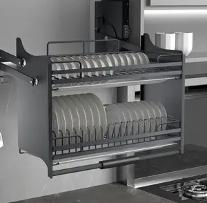 Pull-Down Elevator Plate Rack [Black]