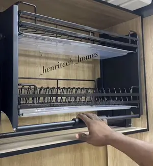 Pull-Down Elevator Plate Rack [Black]
