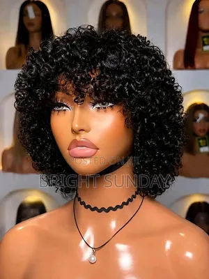 Short Curly Human Hair Wig 8inches Natural Color