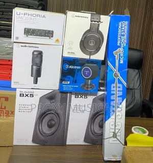 BX5D3 Monitor, AT2020 Mic, UMC202HD, ATH M50x, POP Filter Mic Stand