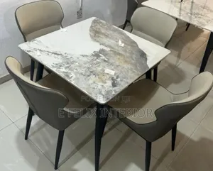 Four Seater Marble Dining With Design Top