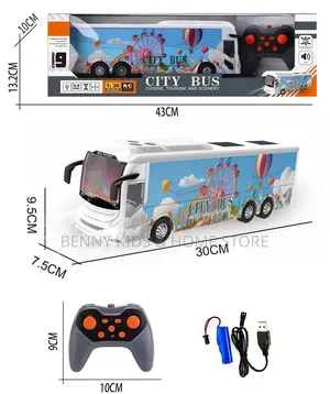 Large Remote Control City Bus Toy – Rechargeable Fun for Kids!