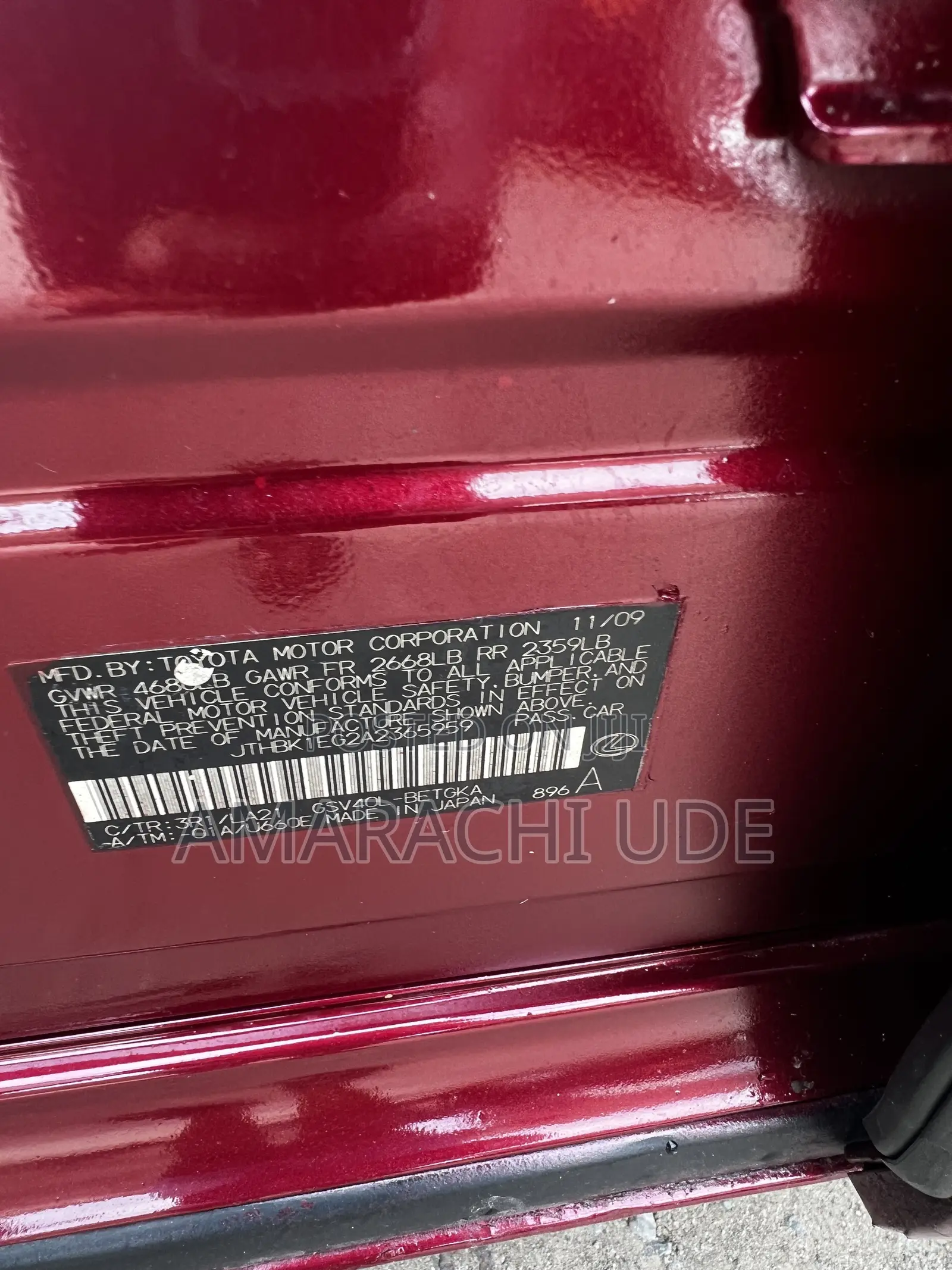 Lexus ES 350 2010 Red
