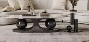 Black Base With Marble Top Center Table