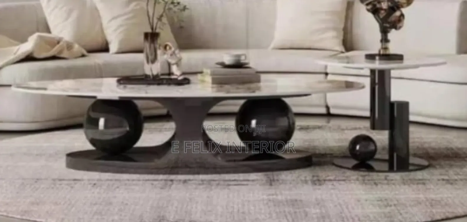 Black Base With Marble Top Center Table