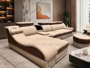 Luxury Smart Leather Sectional Sofa Set With Built-in Massager