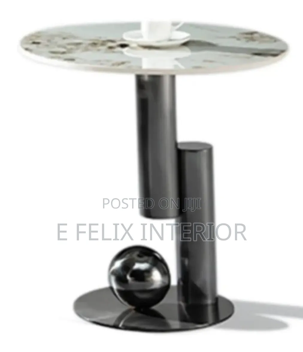 Black Base With Marble Top Side Table