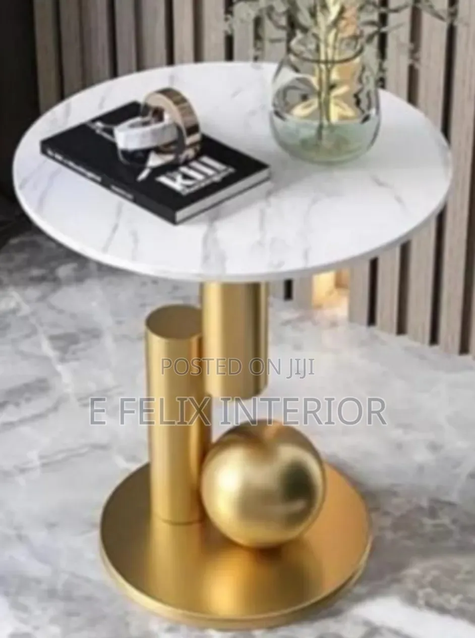 Gold Base With Marble Top Side Table