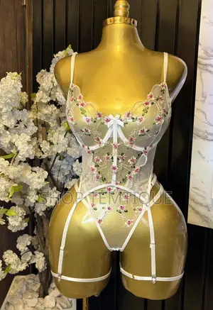White Embroidered Lingerie Set
