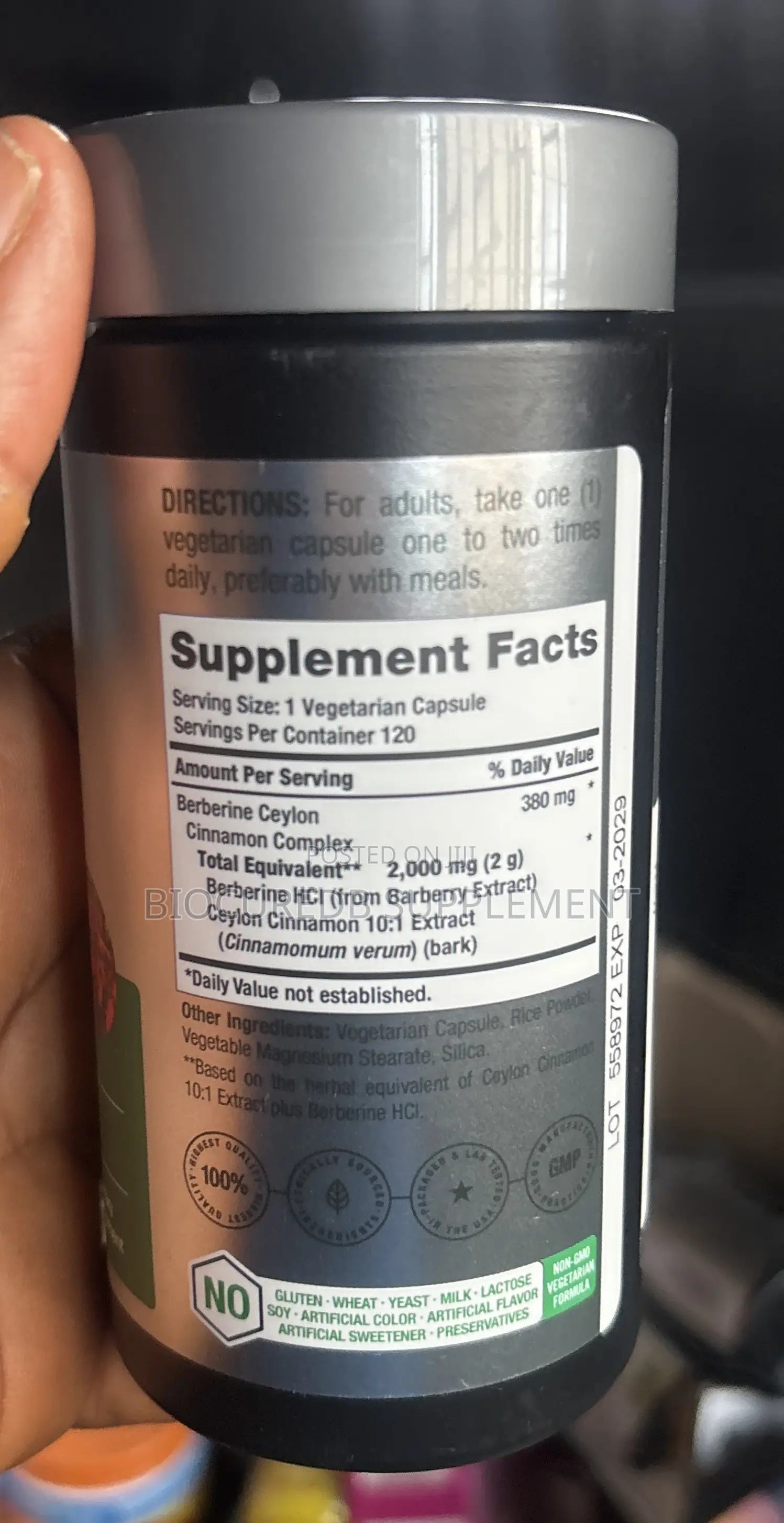 Berberine Ceylon Cinnamon Complex 2000mg 120veg Cap