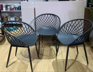 Modern Black Geometric Basket Restaurant Chair With Metal Legs .
