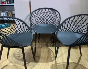 Modern Black Geometric Basket Restaurant Chair With Metal Legs .