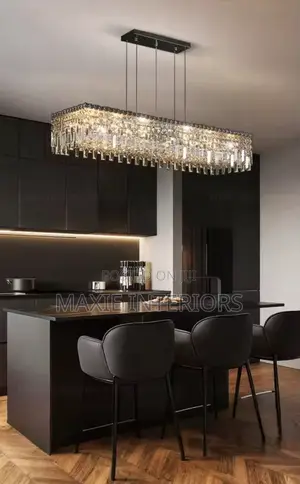 Modern Rectangular Crystal Glass Dinning Chandelier