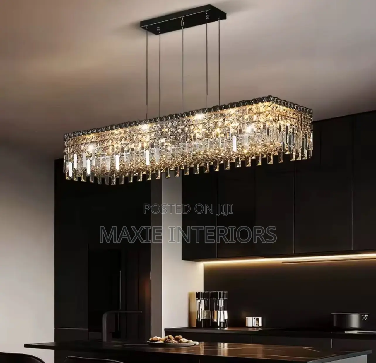 Modern Rectangular Crystal Glass Dinning Chandelier