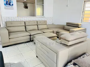 Luxury Imported L Shape Leather Sectional Sofa Set - Complete