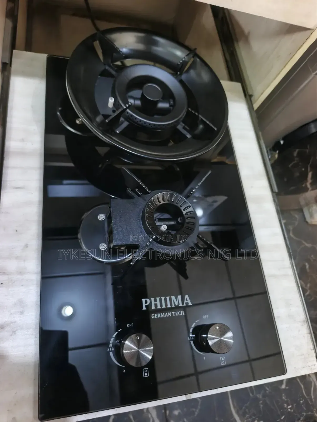 Original PHIIMA Built-in Flips Up 2 Burners Automatic Gas Cooker HOB.