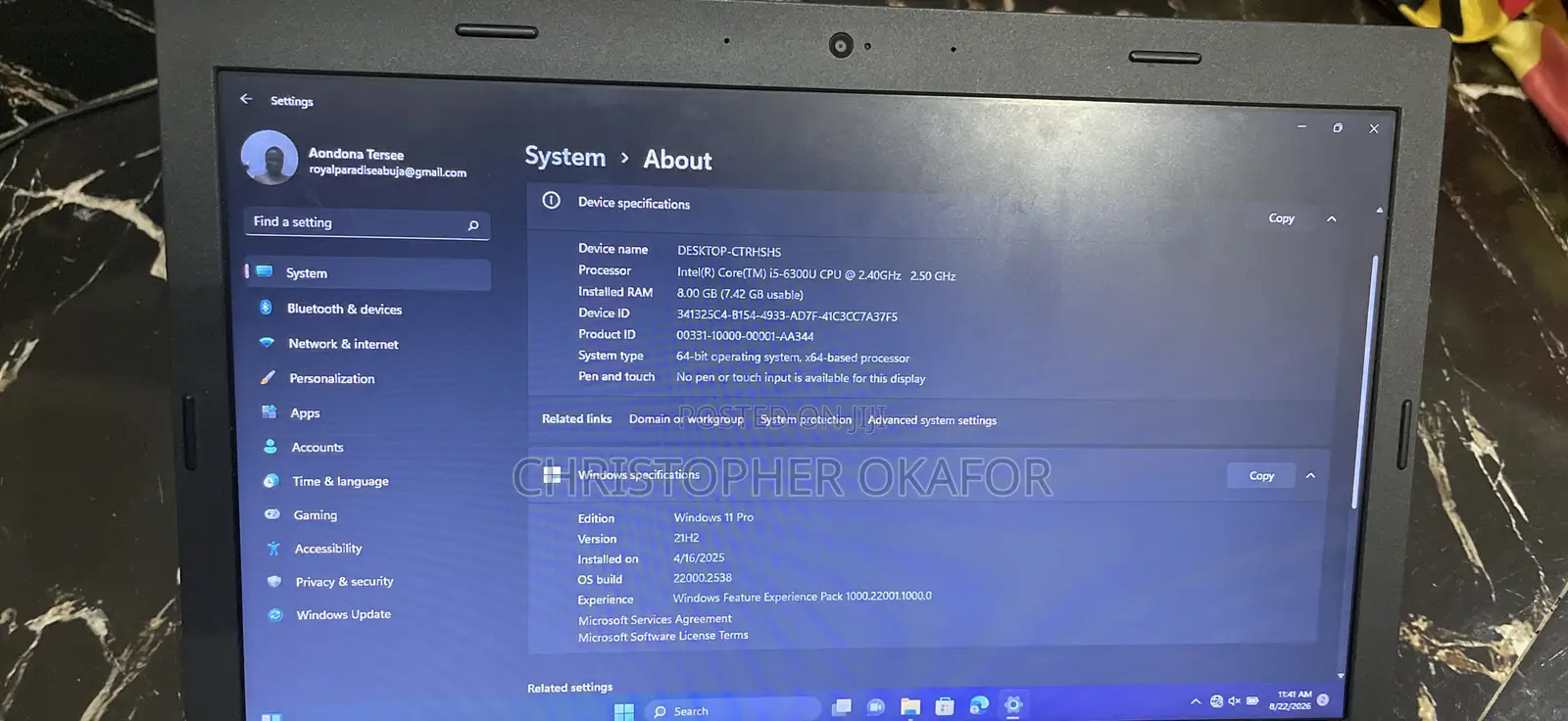 Laptop Lenovo 8GB Intel Core i5 eMMC 256GB