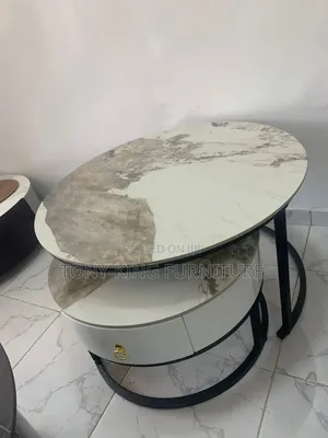 Modern 2-in-1 Nesting Center Table Features a White and Grey Marble
