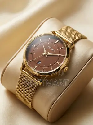 Fossils Men's Gold Mesh Strap Watch