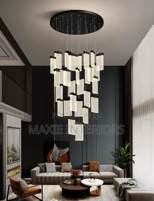 High Ceiling Adjustable Living Room, Staircase Chandelier